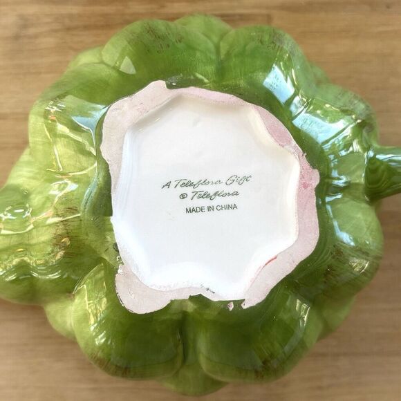 Vintage Teleflora Whimsical Cottage 3D Green Artichoke Glazed 20oz Teapot *Read - Picture 5 of 8